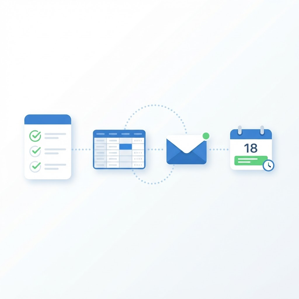 Rendszerezett digitális munkafolyamat: checklist, Excel táblázat, e-mail és naptár